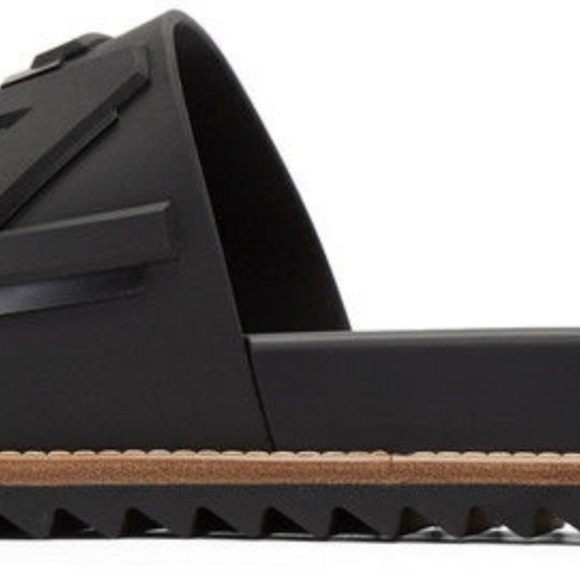 Mens Rubber Black Fendi Vocabulary Slides Sandals - Picture 3 of 5